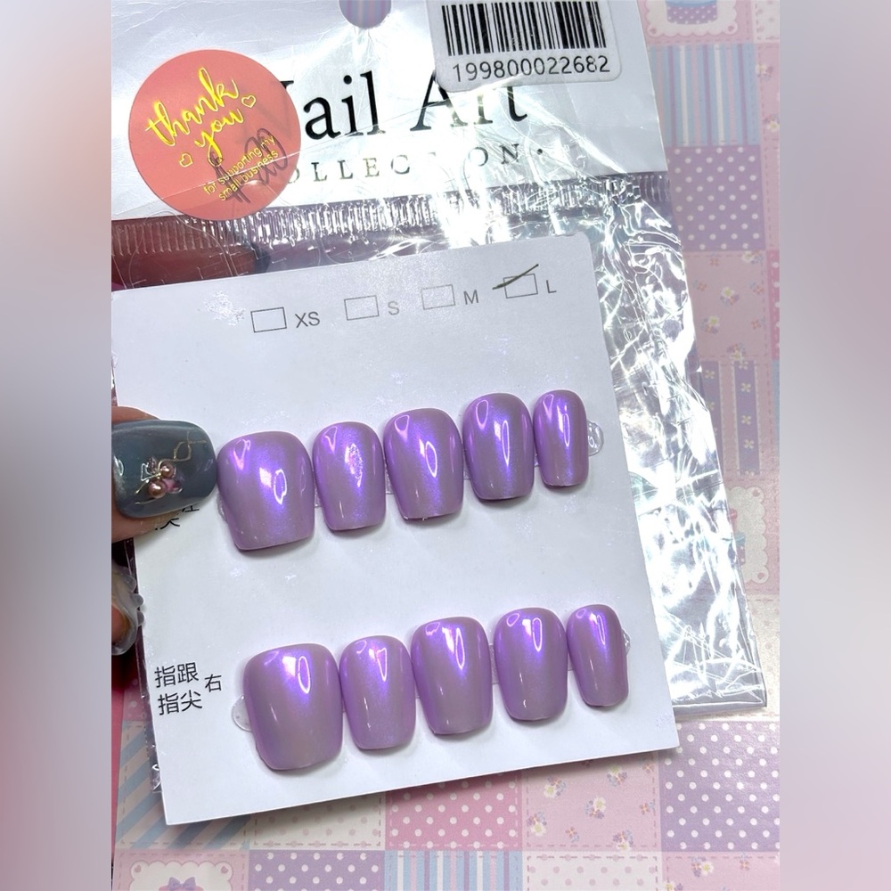 Pale purple to pink shift square size L nails